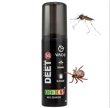 Спрей от насекомых, комаров, клещей и мошек Deet 50% 80 мл Vaco Strong