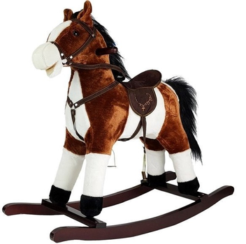 Koń na biegunach LEAN Toys rusza pyskiem ogonem 74 cm Brąz 2251 (5905884454947)