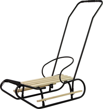 Металеві санки LEAN Toys з штовхачем 13365 Black (5905323215948)