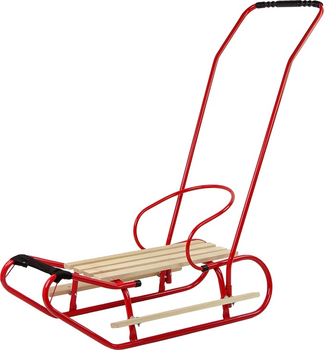 Металеві санки LEAN Toys з штовхачем 13368 Red (5905323215917)