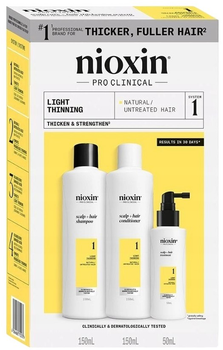 Zestaw do pielęgnacji włosów Nioxin System 1 Scalp+ przeciwdziałający lekkiemu przerzedzeniu Szampon 150 ml + Odżywka 150 ml + Spray 50 ml (4064666843889)