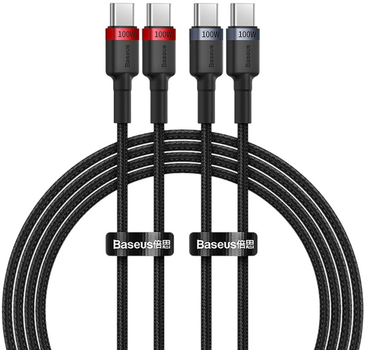 Кабель Baseus Cafule (2 PCS) USB Type-C - USB Type-C 100W 2m Red/Black (AT6932172657444)