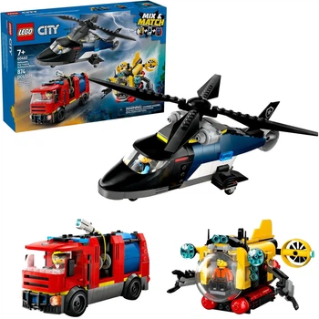 Конструктор Лего Сіті Вертоліт, пожежна машина та підводний човен Lego City 60462
