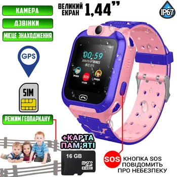 Детские умные смарт часы с GPS Smart Baby Watch TD7 с камерой и SIM картой, прослушка Розовый + Карта памяти 16Гб