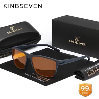 Очки компьютерные Blue Blocker 99% для мужчин и женщин KINGSEVEN 755 Dark Blue Amber F18