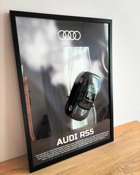 Картина сувенир с масштабной моделью автомобиля AUDI RS5 металл дерево рамка 50x70см