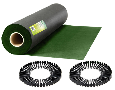 Agrowłóknina ogrodowa Plonos + 100 szpilek 1.6 m x 100 m 90 g/m2 Czarno-zielona (5903890624736)