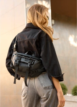 Большая женская поясная сумка бананка из экокожи SAMBAG Черная (864038721)