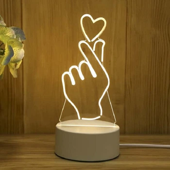 Светильник-ночник 3D Сердце Настольный LED светильник на подарок/акриловый 3Д детская лампа-ночник USB