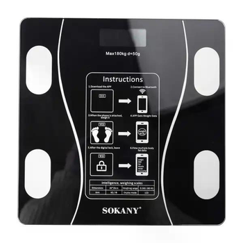 Смарт-весы напольные Sokany SK-19019 черный с поддержкой Bluetooth анализ состава тела закаленное стекло до 180 кг