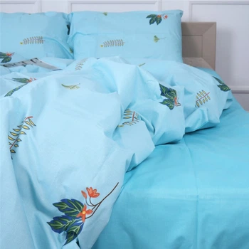 Простынь MirSon Бязь 17-4736 Green leaves 220x240 см (2200008926144)