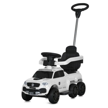 Каталка-толокар BAMBI RACER M 5900EL-1 з батьківською ручкою, м'яке сидіння екошкіра, колеса EVA, музика, світло, Білий