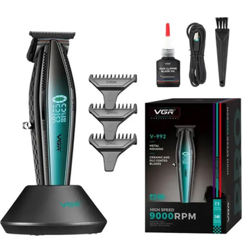 Машинка для стрижки волос с мощным мотором xpro vgr v-992 с насадками 1-2-3 мм