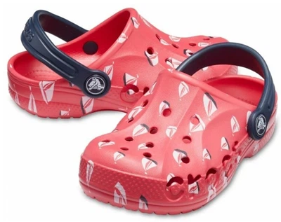 Дитячі крокси для дівчинки Crocs Bayaband Print Clog K Poppy Roomy Fit (25/26, червоний)