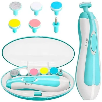 Детский маникюрный набор NAIL TRIMMER XL-667, триммер 6 в 1, полировщик ногтей с LED, для детей и взрослых синий
