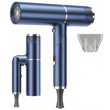 Складной фен для волос с ионизацией Hair Dryer HADR-2-Blue, 1300W, 3 режима, концентратор, синий