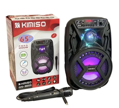Портативная акустическая колонка Kimiso QS-3603 (6.5") с микрофоном и светомузыкой Для iPOD, iPhone, Android