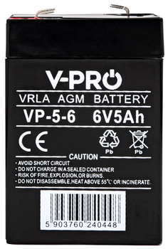 Akumulator Volt Polska AGM VPRO 6V 5 Ah (6AKAAGM605)