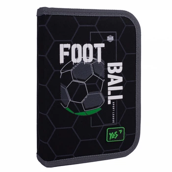 Пенал школьный YES, 1 отделение, Football Time, жесткий, Черный, (533663)