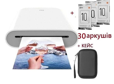 Принтер портативный Pocket photo printer для друку фото + Подарунок 30 листів клейкого фотопаперу + Кейс