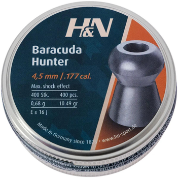 Пули пневматические H&N Baracuda Hunter. Кал. 4,5 мм. Вес - 0,68 г