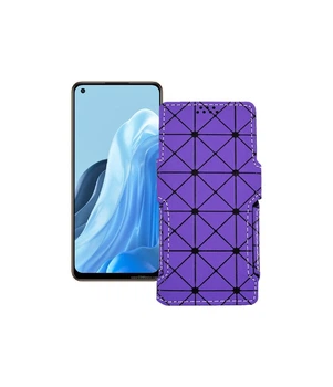 Чохол-книжка з екошкіри для телефону OPPO Reno 7 Фіолетовий ромб
