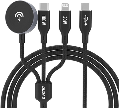 Kabel Dudao USB Type-C - Lightning / USB Type-C / Apple Watch Wireless Charger 1.2 m 100 W Black (AT6976625333523)