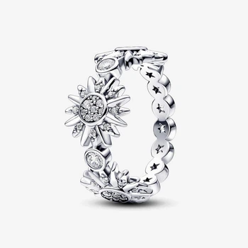 Серебряное кольцо Pandora Тройное сияющее солнце 192846C01 48