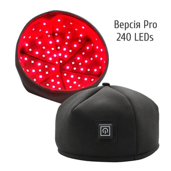 Інфрачервона Шапка RedoPro для росту волосся, світлова Led терапія, 240 діодів 660nm і 850nm, робота від USB
