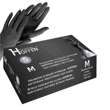 Рукавички нітрилові M Hoffen 5.0г нестерильні текстуровані б/п 50пар/уп Stenson HFN-13501M
