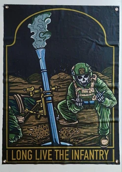 Флаг баннер минометчик Long live the infantry на люверсах