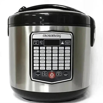Мультиварка Crownberg CB-5528 5 л 900 Вт мультиварка з антипригарною чашею LED дисплеєм 11 програмами відкладеним стартом автопідігрівом захистом від перегріву компактна кухонна техніка книга рецептів для дому приготування страв