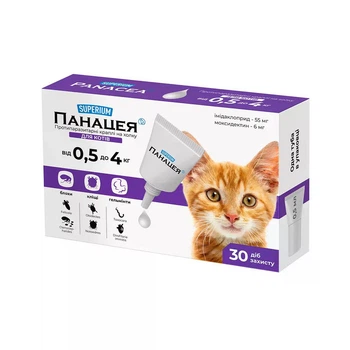 Панацея Superium краплі на холку для кішок 0,5-4 кг, 1 піпетка