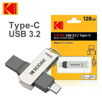 Флеш накопитель Kodak 2в1 OTG TYPE-C 3.2 / TYPE-A 3.2, 128GB, скорость записи до 150мб/с