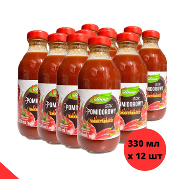 Сок томатный острый табаско (упаковка 12 шт) 0,33 л х 12 шт Anna (J-A-Tom-0.33-pack12)
