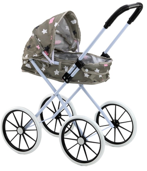 Wózek dla lalek LEAN Toys duże koła składany gwiazdy szary 17741 (5905991005919)