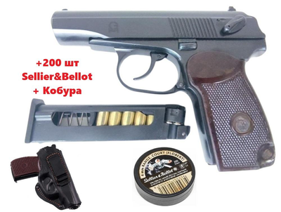 Пистолет СЕМ ПМФ-1 под патрон Флобера + 200 шт Sellier&Bellot (4мм) + Кобура