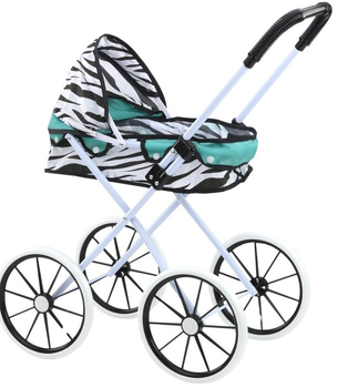 Wózek dla lalek LEAN Toys duże koła składany Zebra turkusowy 17739 (5905991005896)