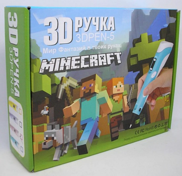 3D ручка для дітей рожева з трафаретами дисплеєм майнкрафт Minecraft 3Д малювання пластиком