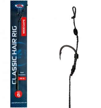Готовий короповий повідець World4carp з волоссям CLASSIC hair rig, гачок WIDE GAPE №6,w488-6