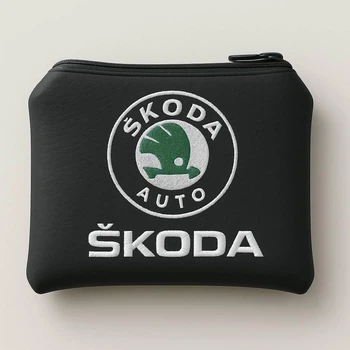 Ключница с логотипом SKODA (до 2010) на молнии из экокожи размером 14х10 см