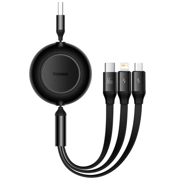 Дата кабель Baseus Bright Mirror 2 Series Retractable 3in1 3.5A (1.1m) (CAMJ01000) Black