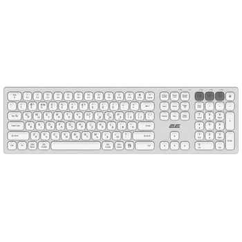 Клавіатура бездротова 2E KS270 WL/BT EN/UKR Silver/White (2E-KS270WBWH_UA) сріблястий, білий 23630