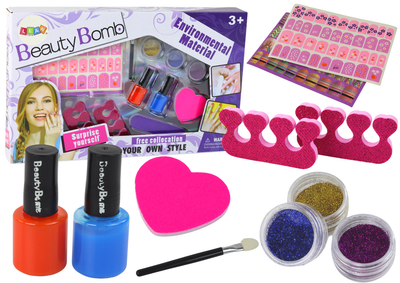 Zestaw do malowania paznokci dla dzieci LEAN Toys Beauty Bomb XXL naklejki i brokaty (5905884459171)