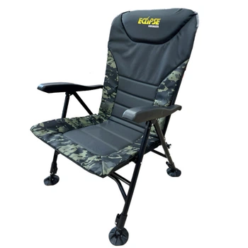 Кресло Eclipse Voyager XL 1010-M складное карповое, 4 ноги регулируемые, черный и камуфляж + чехол,30.37.22886
