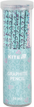 Набір графітних олівців Kite Hearts HB з кристалом 36 шт (K25-059-1)