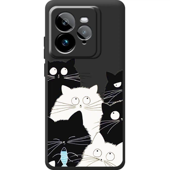 Силіконовий Чорний Чохол з Картинкою для Realme GT 7T Принт (Котики) (65747-ysb005)