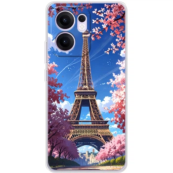 Силиконовый Чехол с Картинкой для OPPO Reno 13 FS Принт (Париж, Эйфелева Башня) (65570-ysm036)