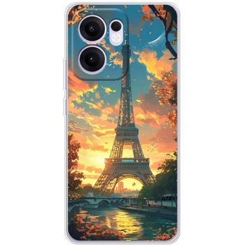 Силиконовый Чехол с Картинкой для OPPO Reno 13 FS Принт (Париж, Эйфелева Башня) (65570-ysm037)