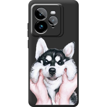 Силіконовий Чорний Чохол з Картинкою для Realme GT 7T Принт (Собака, Хаскі) (65747-ysb004)